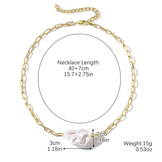 Baroque Pearl Necklace | Gold Chain Statement Piece
