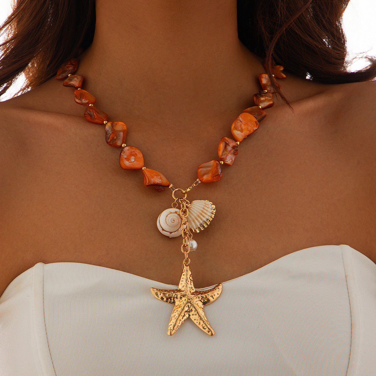 The Ocean Muse Necklace | Shell & Starfish Statement Piece