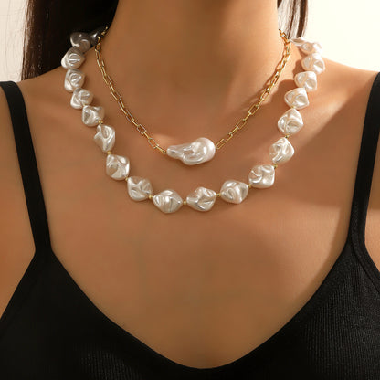 Baroque Pearl Necklace | Gold Chain Statement Piece
