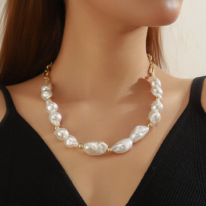 Baroque Pearl Necklace | Gold Chain Statement Piece