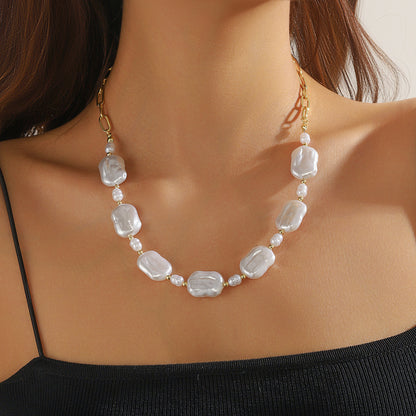 Baroque Pearl Necklace | Gold Chain Statement Piece