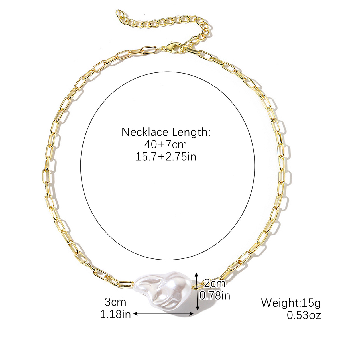 Baroque Pearl Necklace | Gold Chain Statement Piece