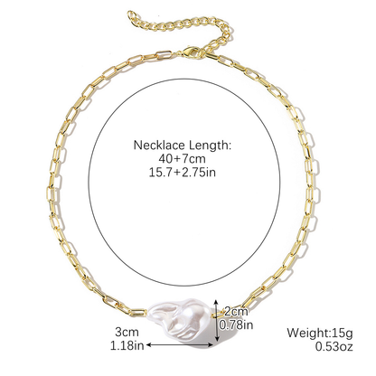 Baroque Pearl Necklace | Gold Chain Statement Piece