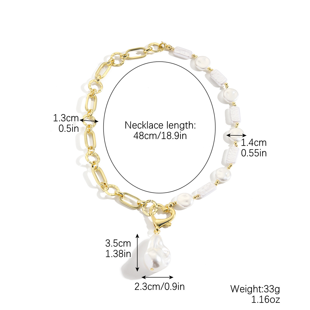 Baroque Pearl Necklace | Gold Chain Statement Piece