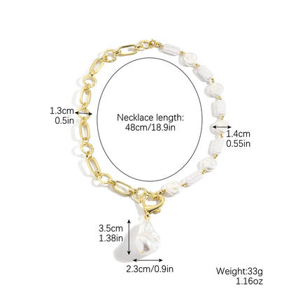 Baroque Pearl Necklace | Gold Chain Statement Piece