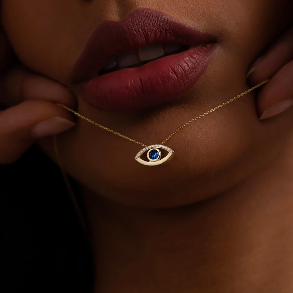 Evil Eye Necklace | Sapphire CZ Protection Pendant