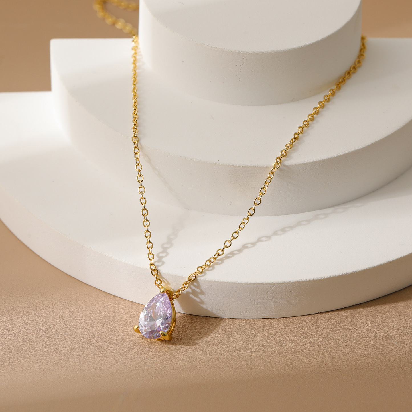 Birthstone Necklace | 12 Months CZ Teardrop Pendant