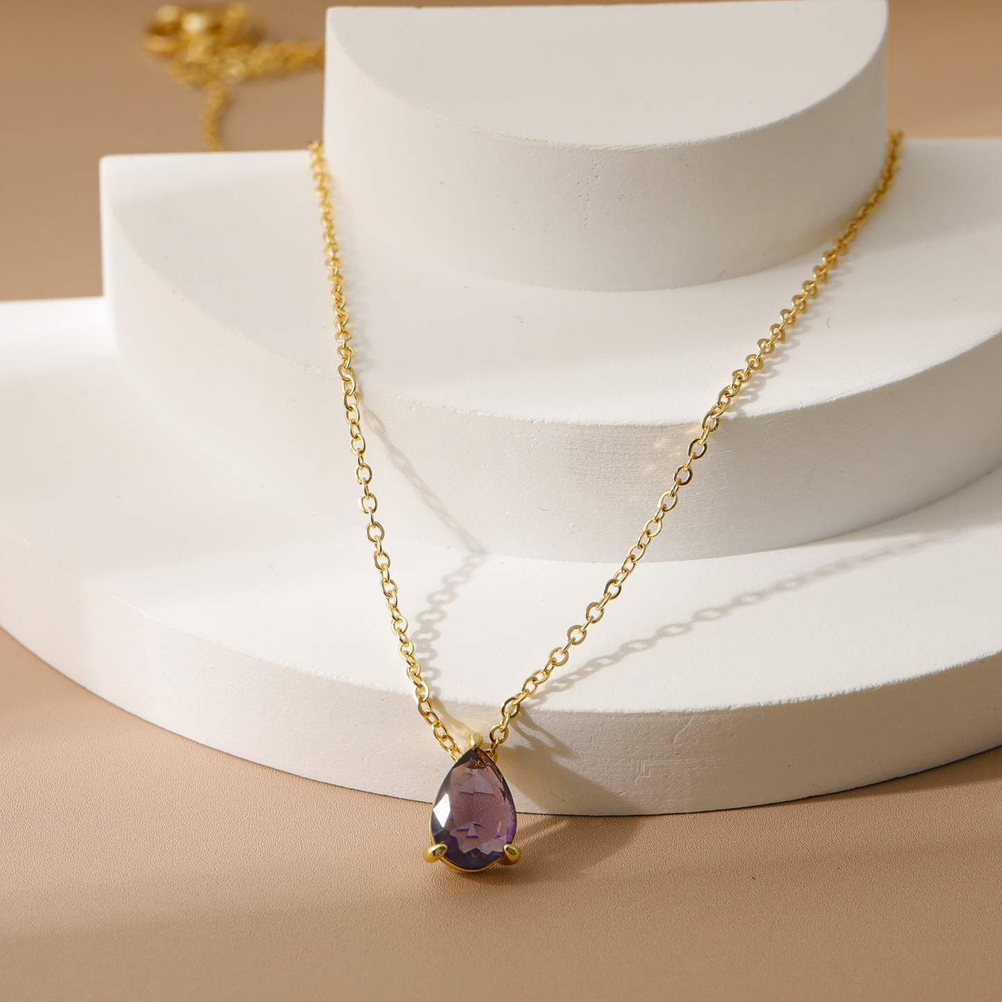 Birthstone Necklace | 12 Months CZ Teardrop Pendant