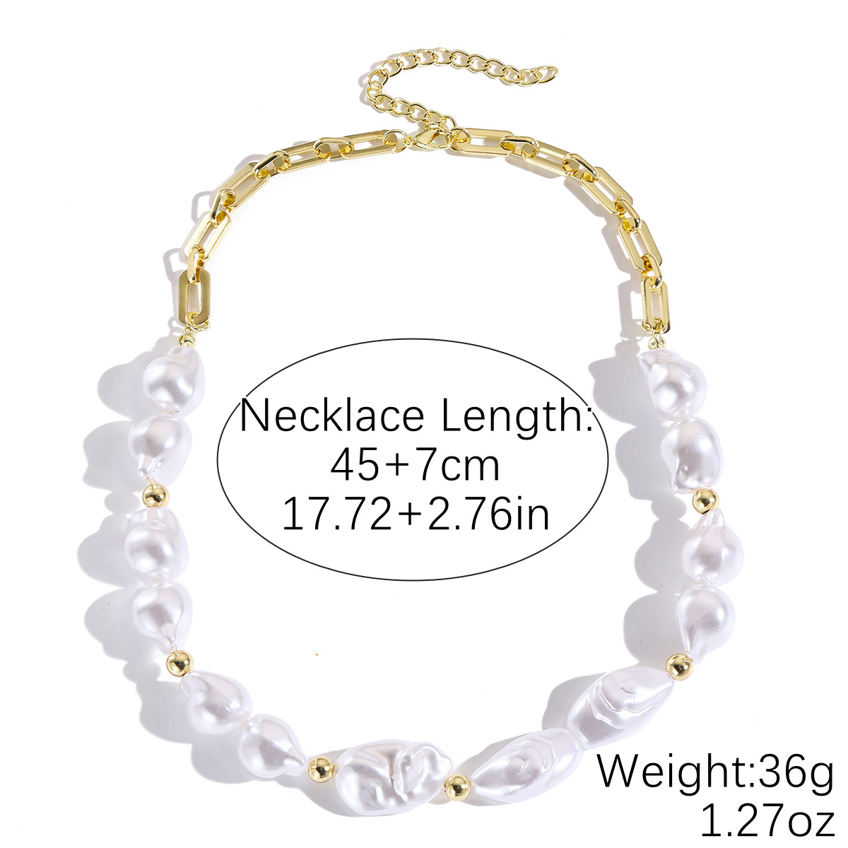 Baroque Pearl Necklace | Gold Chain Statement Piece