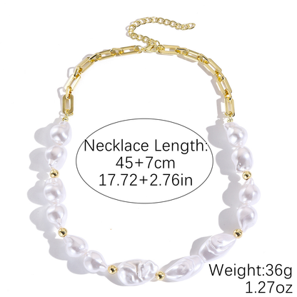 Baroque Pearl Necklace | Gold Chain Statement Piece