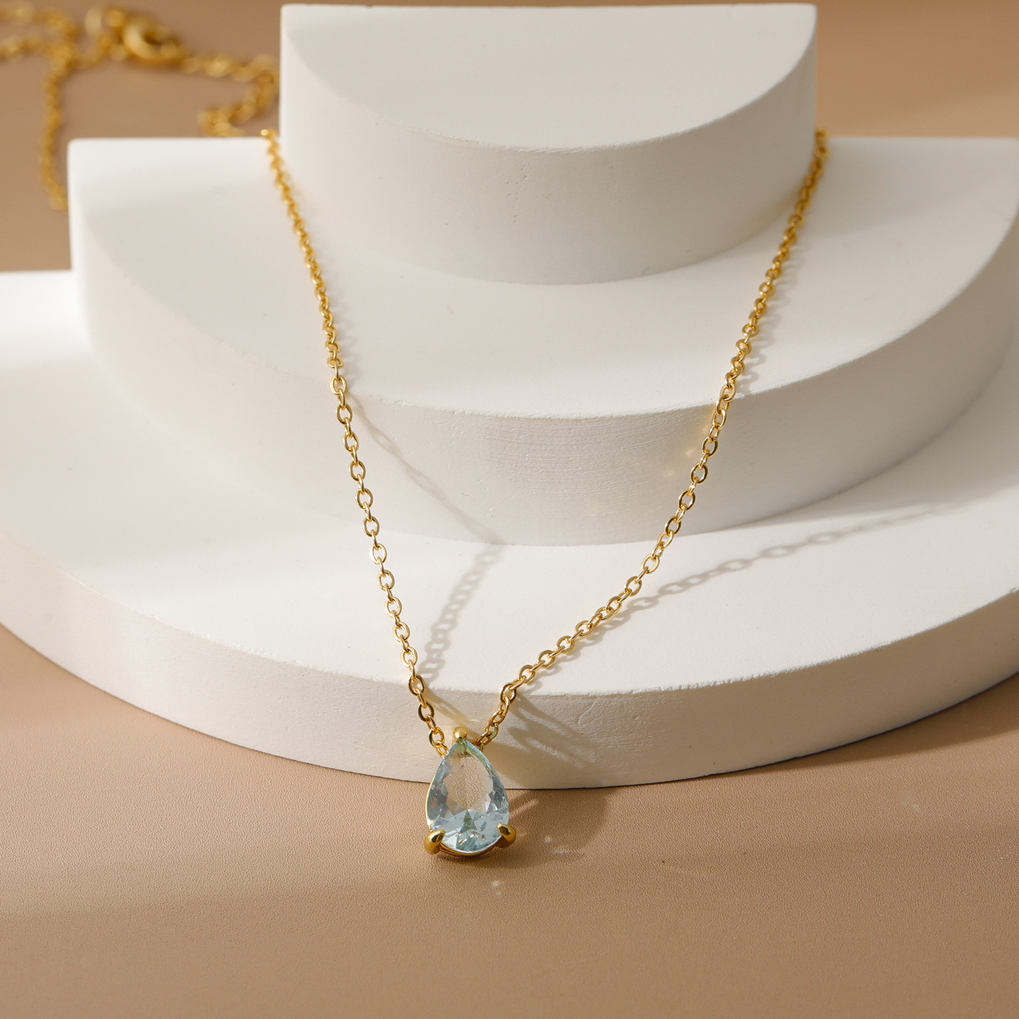 Birthstone Necklace | 12 Months CZ Teardrop Pendant