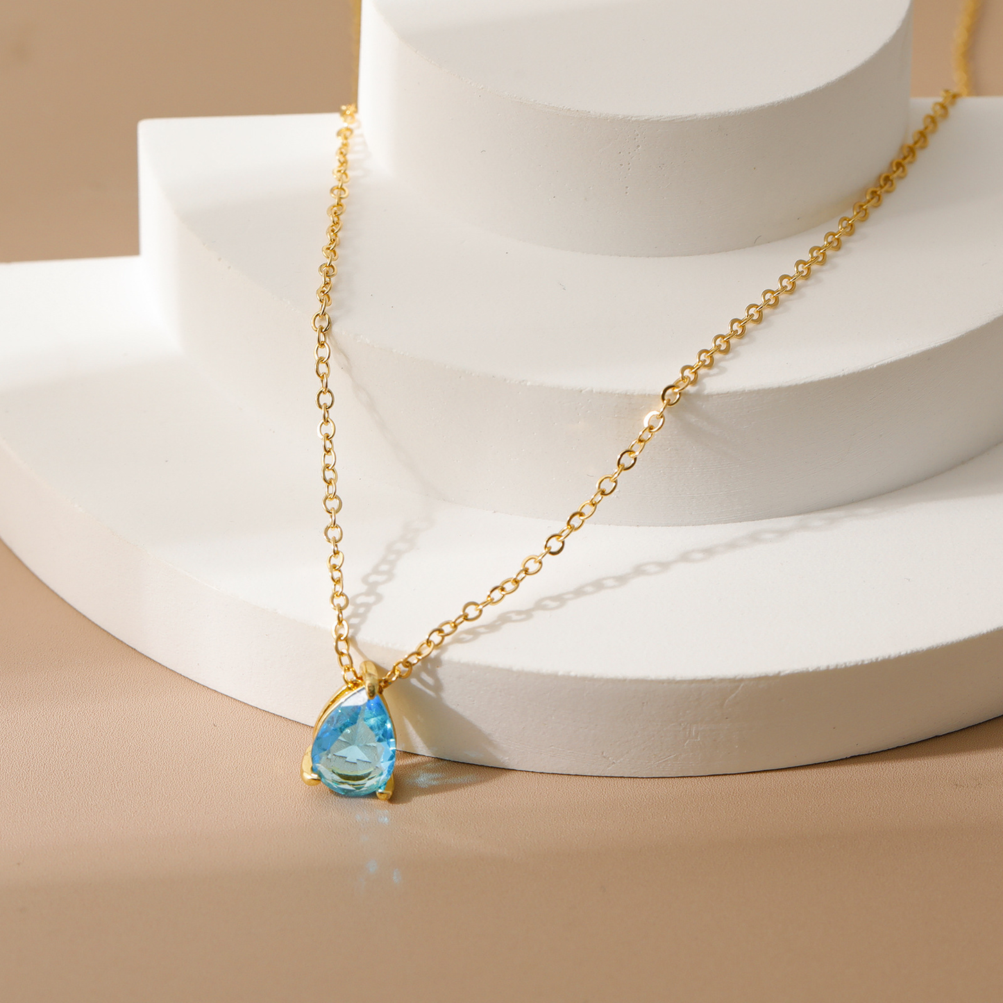 Birthstone Necklace | 12 Months CZ Teardrop Pendant