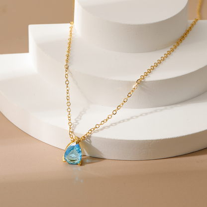 Birthstone Necklace | 12 Months CZ Teardrop Pendant
