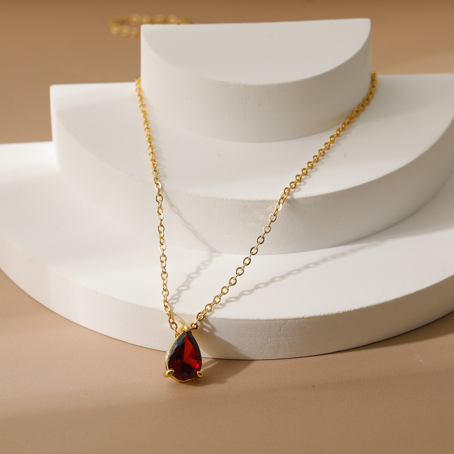 Birthstone Necklace | 12 Months CZ Teardrop Pendant