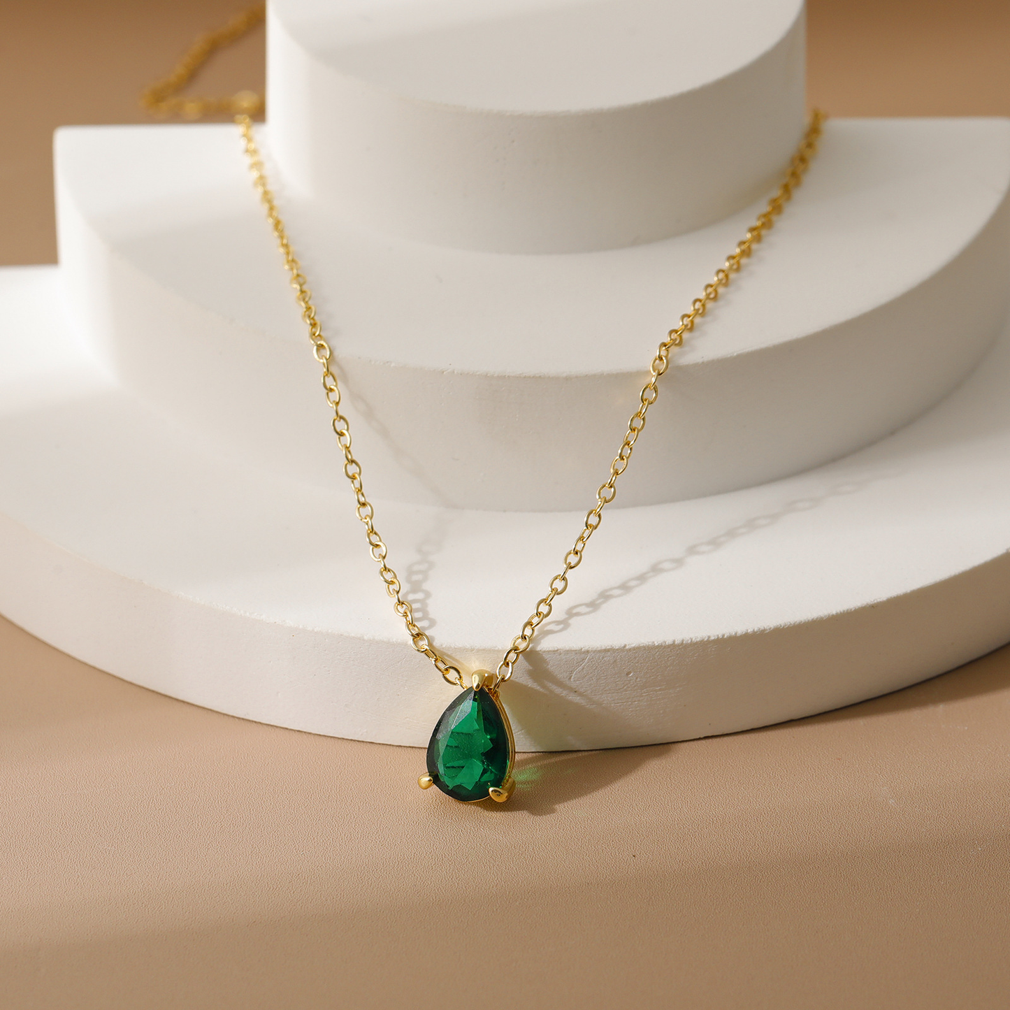 Birthstone Necklace | 12 Months CZ Teardrop Pendant