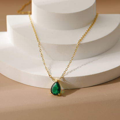 Birthstone Necklace | 12 Months CZ Teardrop Pendant