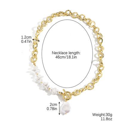 Baroque Pearl Necklace | Gold Chain Statement Piece