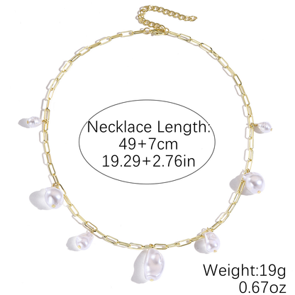Baroque Pearl Necklace | Gold Chain Statement Piece