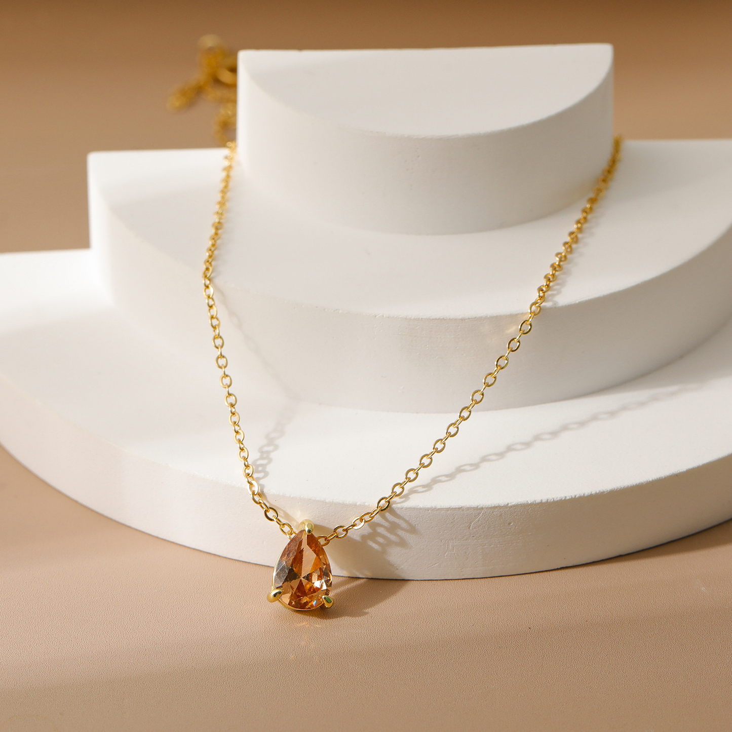 Birthstone Necklace | 12 Months CZ Teardrop Pendant